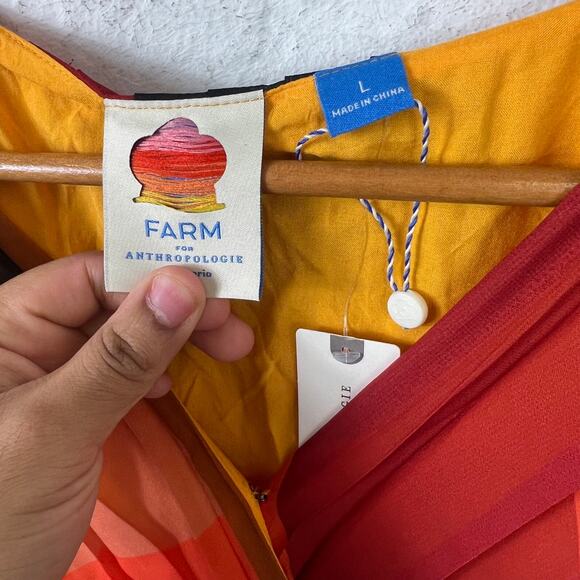 Anthropologie Farm Rio Women's Wrap-Front Maxi Dress Half Sleeve Size L NWT - Picture 5 of 7